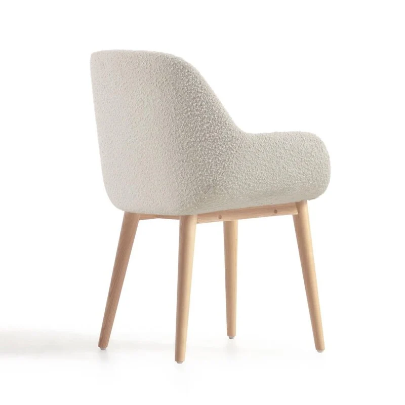 B-Ware Kave Home Esszimmerstuhl Sessel Stuhl Weiß Bouclé Eschenholz SIEHE TEXT/FOTO670