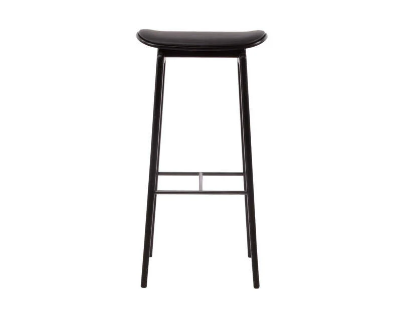 B-Ware Norr 11 Barhocker Hocker NY11 schwarz Leder Sitz schwarz Eichenfurnier 75 cm