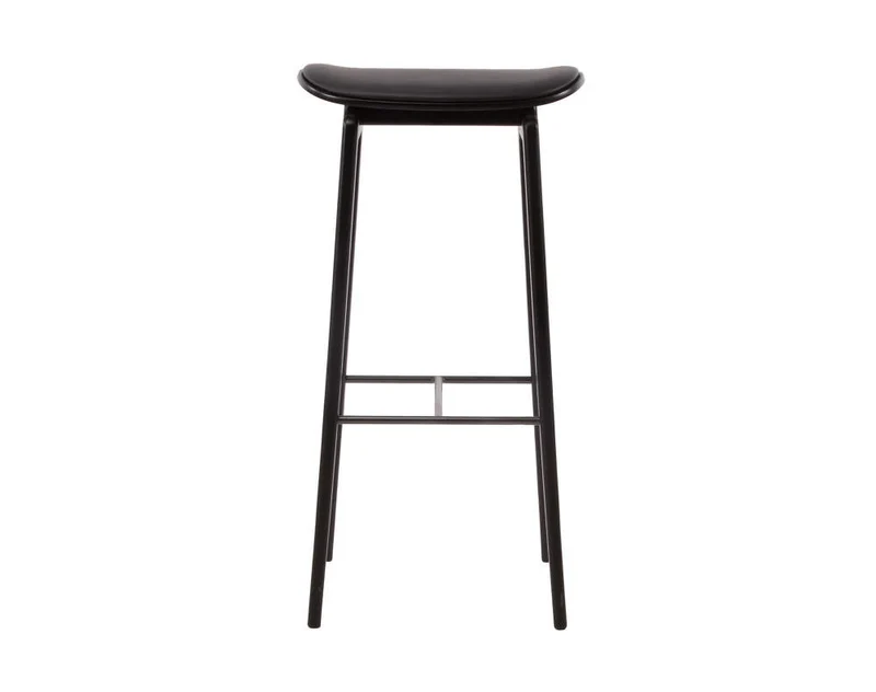 B-Ware Norr 11 Barhocker Hocker NY11 schwarz Leder Sitz schwarz Eichenfurnier 75 cm
