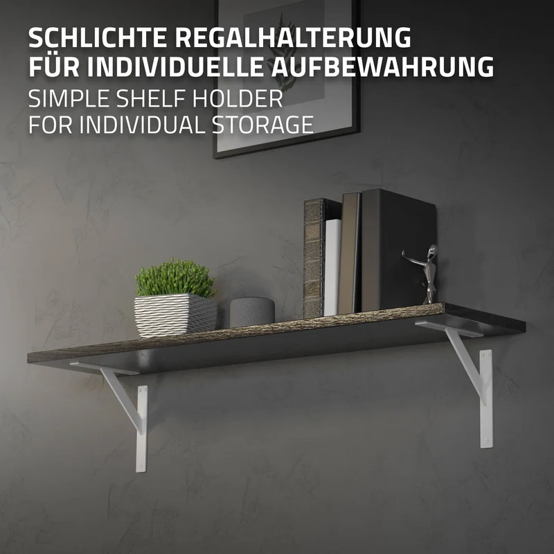 2x Wandkonsole Regalhalterung 2er Set 240 x 240 mm Weiß aus Aluminium ML-Design