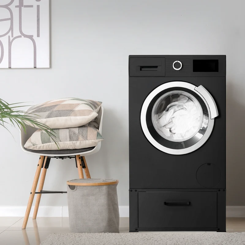 Waschmaschinen Untergestell Unterschrank 63x54x31 cm mit Schublade in Schwarz ML-Design