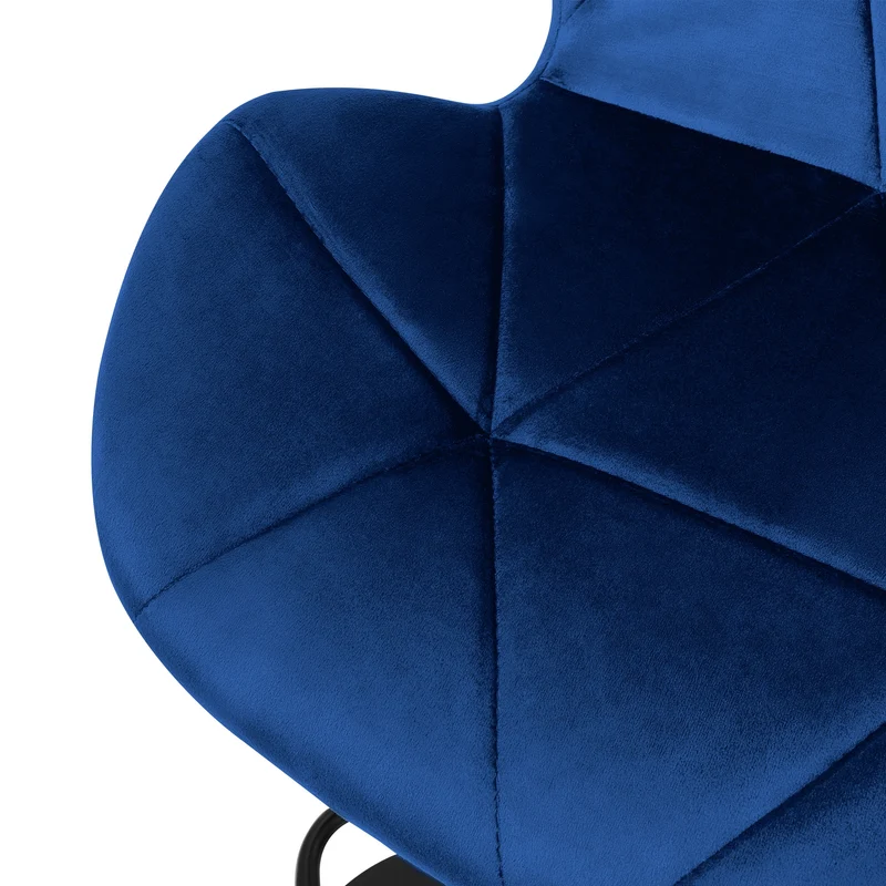4er Set Barhocker Blau Samtbezug mit Rückenlehne und Fußstütze höhenverstellbar 59-79cm ML-Design