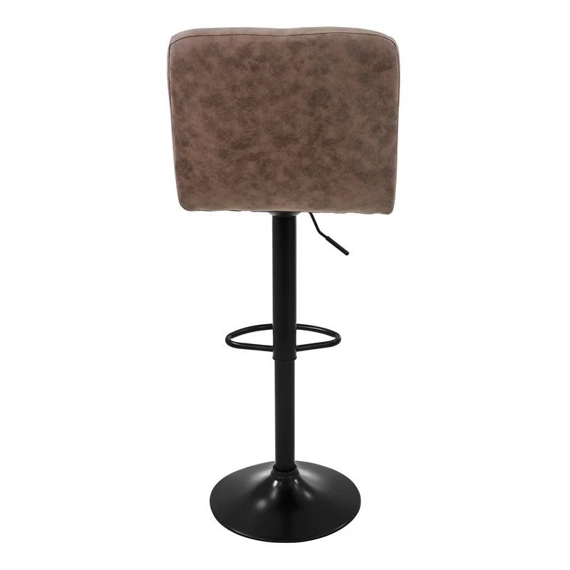 4er Set Barhocker Braun Kunstlederbezug mit Rückenlehne und Fußstütze höhenverstellbar 63-83cm ML-Design