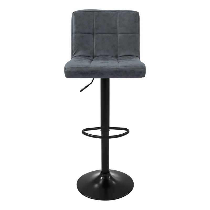 4er Set Barhocker Anthrazit Kunstlederbezug mit Rückenlehne und Fußstütze höhenverstellbar 63-83cm ML-Design