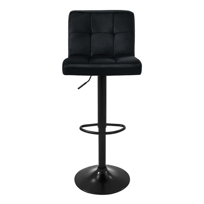 4er Set Barhocker Schwarz Samtbezug mit Rückenlehne und Fußstütze höhenverstellbar 63-83cm ML-Design