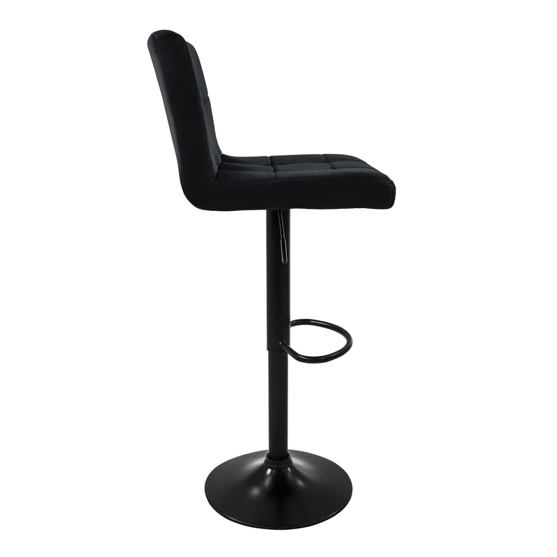 4er Set Barhocker Schwarz Samtbezug mit Rückenlehne und Fußstütze höhenverstellbar 63-83cm ML-Design