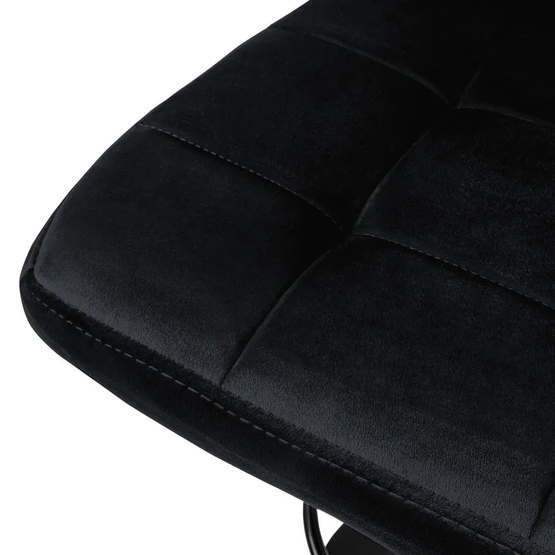 4er Set Barhocker Schwarz Samtbezug mit Rückenlehne und Fußstütze höhenverstellbar 63-83cm ML-Design