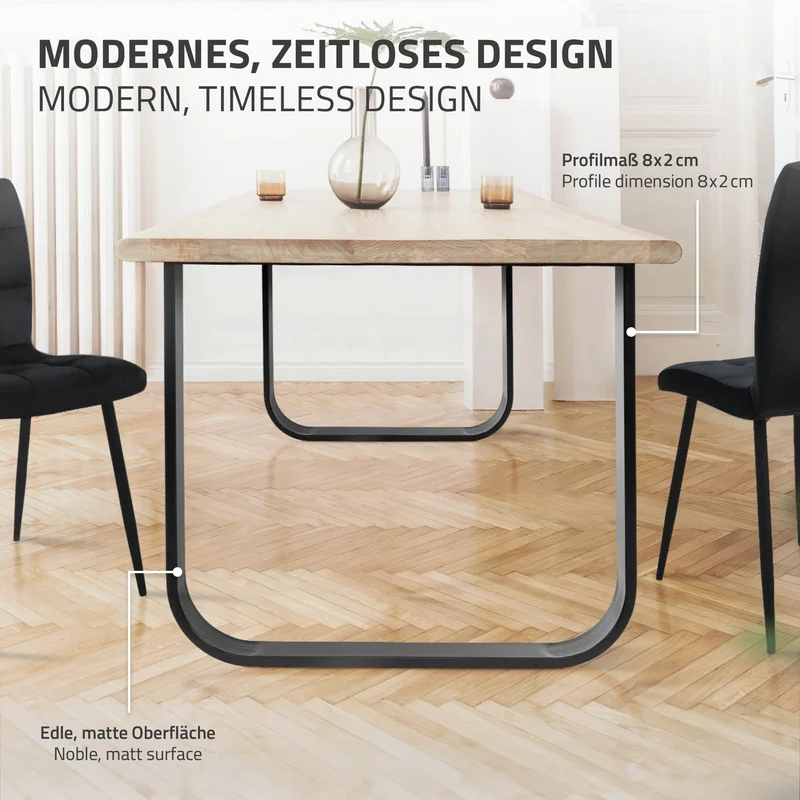 2 Stück Tischbeine B80xH72 cm Tischkufen O-Form aus Stahl pulverbeschichtet Schwarz ML-Design