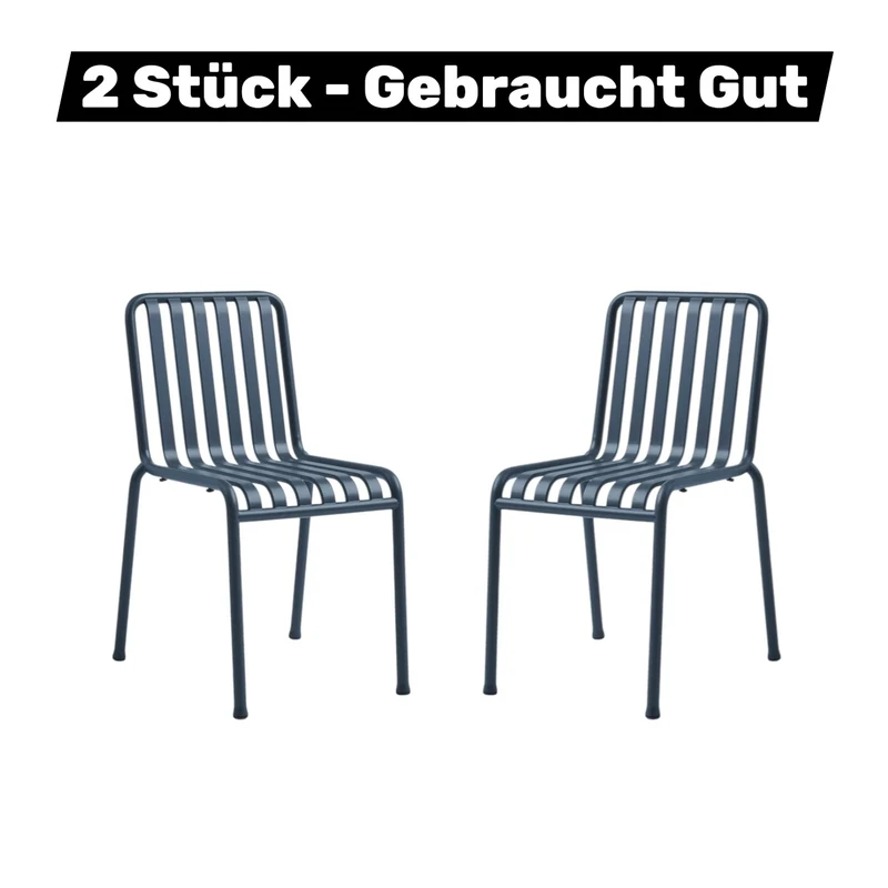 2x B-Ware HAY Palissade Stuhl Gartenstuhl Metallstuhl deep blue Exklusive Edition 2 STÜCK