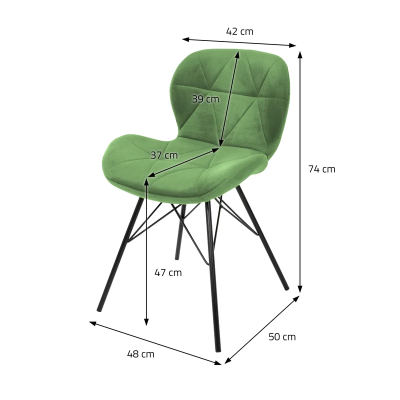 Esszimmerstuhl 4er Set mit Rückenlehne Salbei Küchenstuhl mit Microfaser-Samtbezug ML-Design