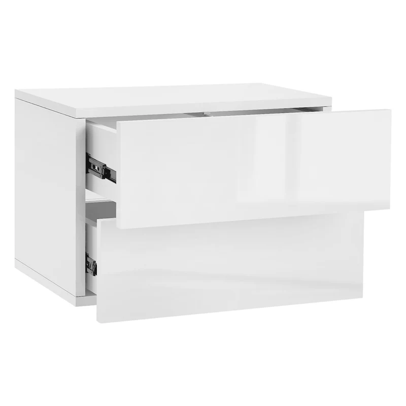 Nachttisch mit zwei Schubladen 42x29x30 cm Weiß glänzend ML-Design