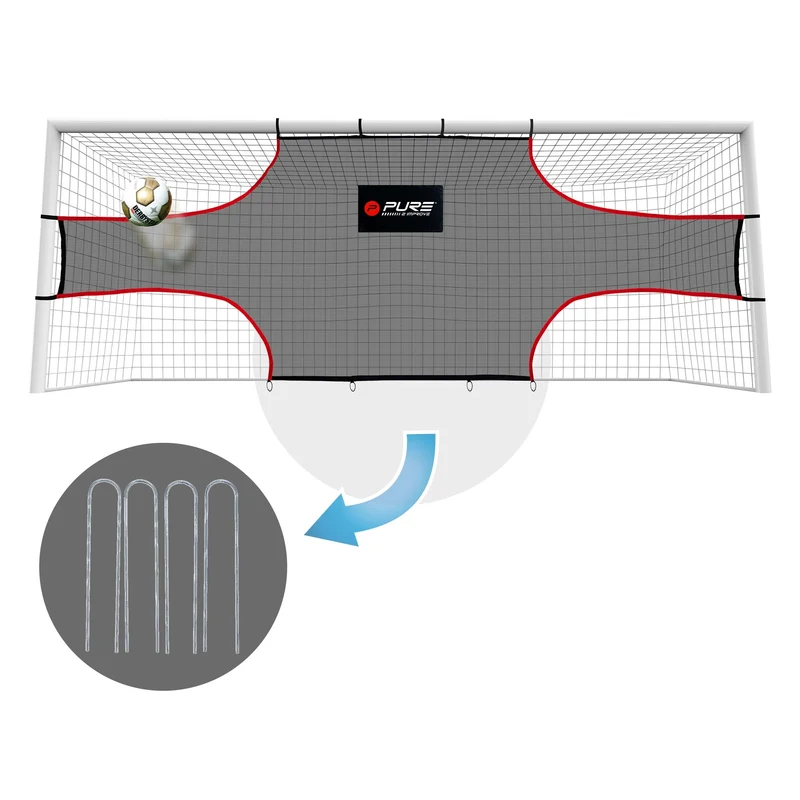 Fußballtor Trainingsnetz 500x200 cm Grau/Rot aus Polyester Pure2Improve