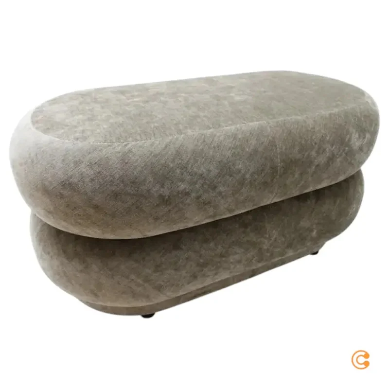B-Ware Ferm Living Ovaler Puff Faded Sitzsack Sitzpouf Polster Pouf Velvet Beige