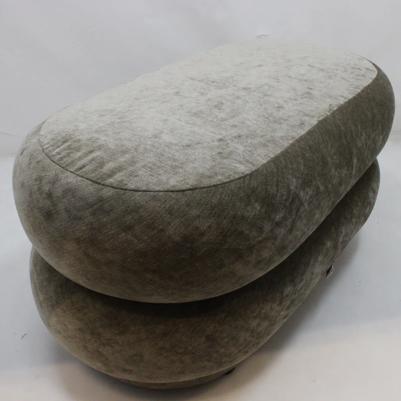 B-Ware Ferm Living Ovaler Puff Faded Sitzsack Sitzpouf Polster Pouf Velvet Beige