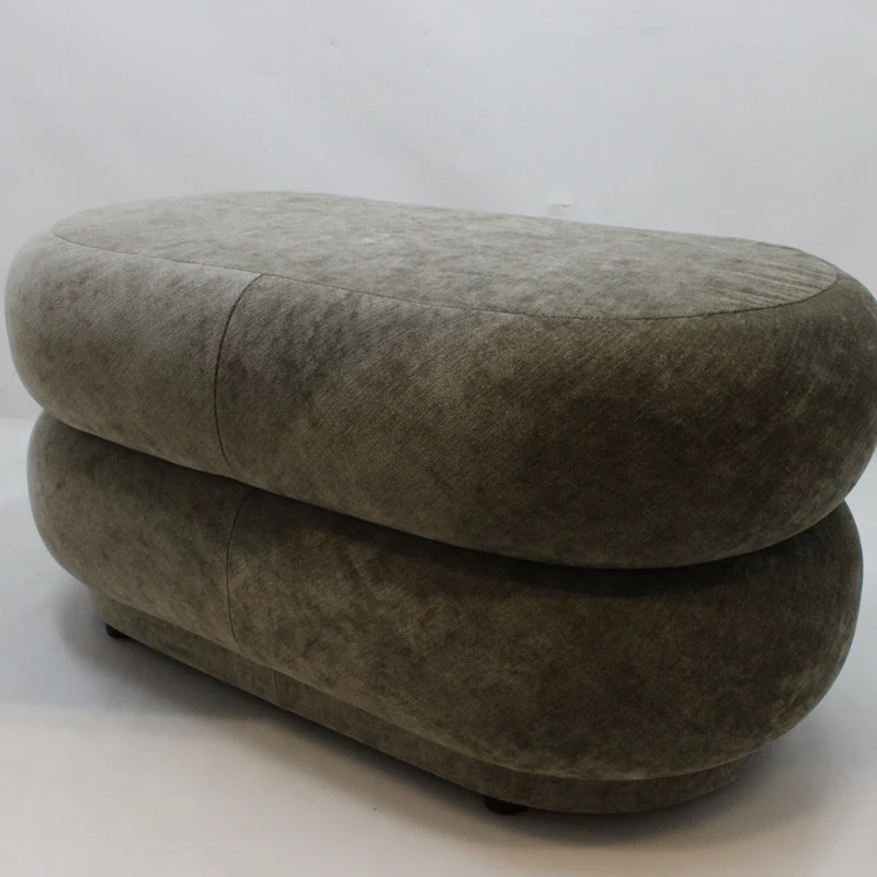 B-Ware Ferm Living Ovaler Puff Faded Sitzsack Sitzpouf Polster Pouf Velvet Beige