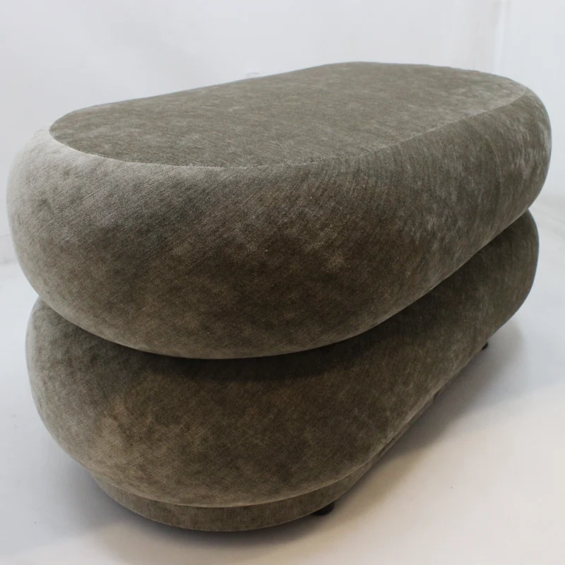 B-Ware Ferm Living Ovaler Puff Faded Sitzsack Sitzpouf Polster Pouf Velvet Beige