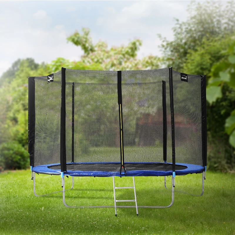Trampolin Ø305 cm mit Sicherheitsnetz, Leiter und gepolsterten Stangen Blau bis 150kg HAUKI