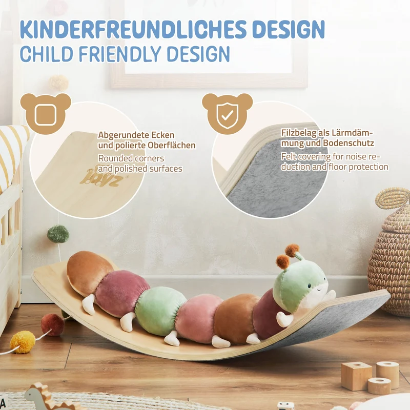 Balance Board für Kinder 83x30 cm Grau/Natur aus Holz bis 100kg Joyz