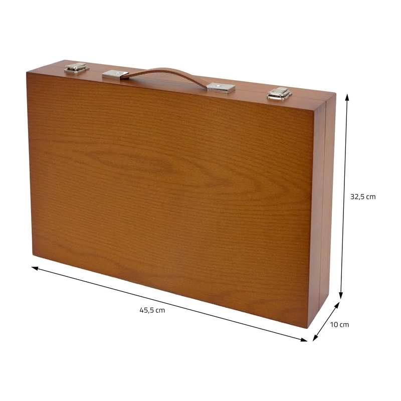 Malkoffer aus Holz 174-Teilig mit Pinseln, Bleistiften, Ölfarben, Ölpastellkreide uvm aufklappbar
