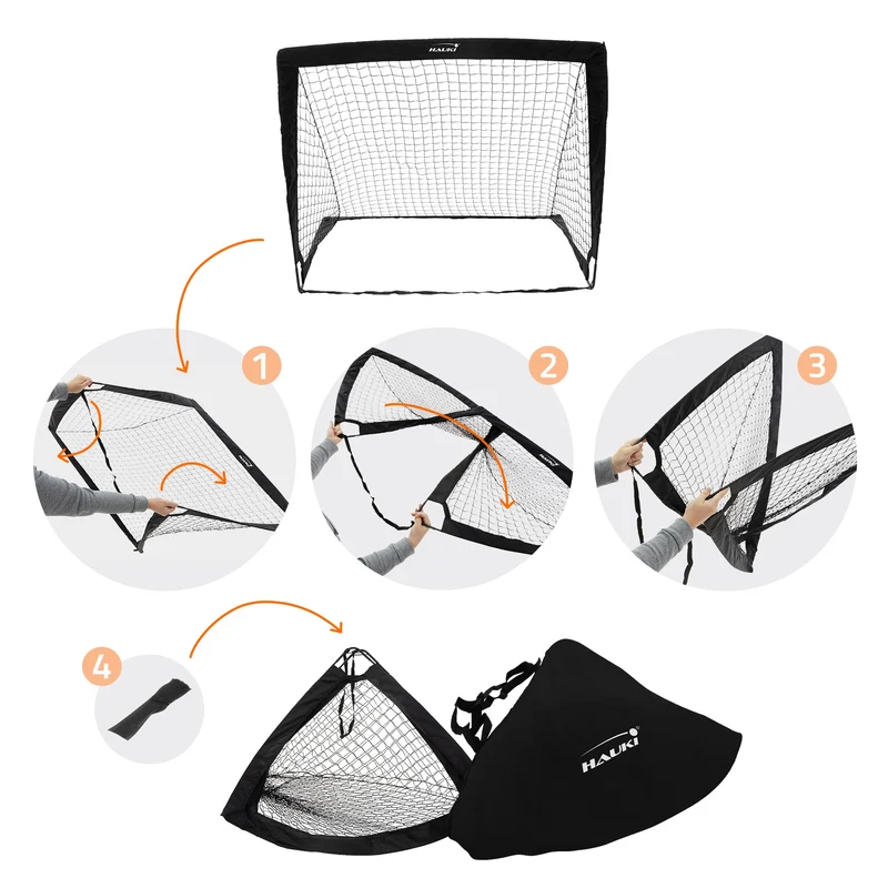 Fußballtor Pop-Up 2er Set 120x95x97 cm Schwarz aus Polyethylen