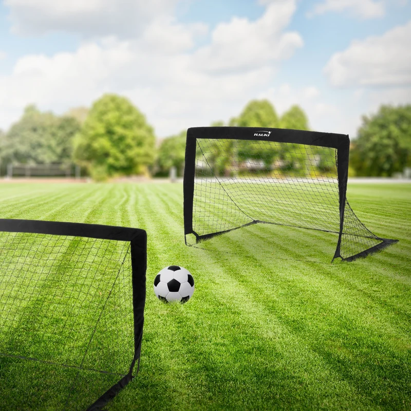 Fußballtor Pop-Up 2er Set 120x95x97 cm Schwarz aus Polyethylen