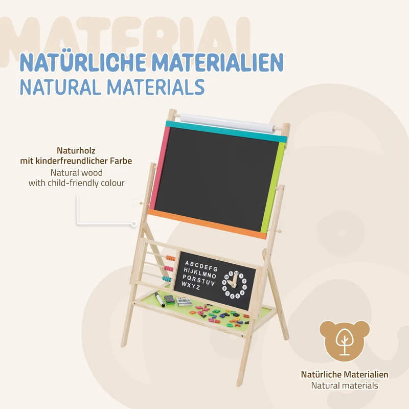 3 in 1 Kindertafel zum Spielen 70x47x100 cm Natur/Schwarz aus Holz Joyz