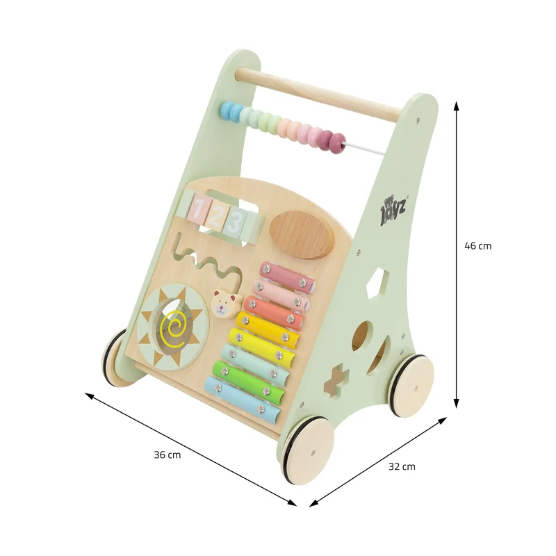 Laufwagen mit Activity Center 36x32x46 cm Grün aus Holz Joyz