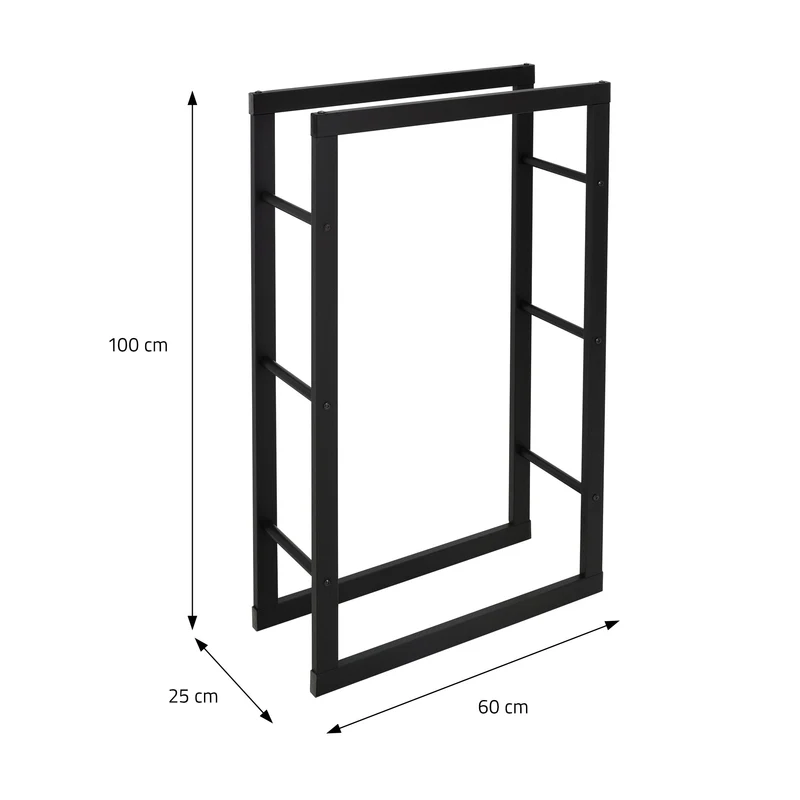 Kaminholzregal rechteckig 60x100x25 cm Dunkelgrau aus Stahl ML-Design