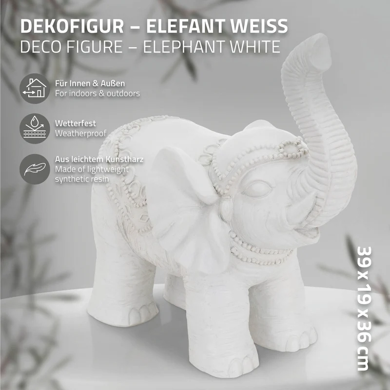 Deko Figur Elefant 36x19x39 cm Weiß von ML-Design