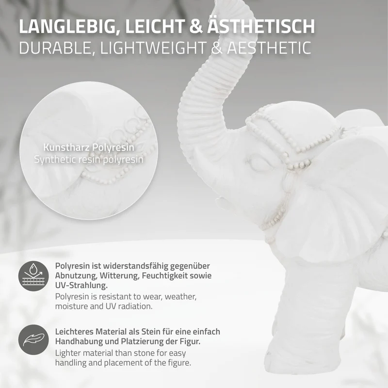 Deko Figur Elefant 36x19x39 cm Weiß von ML-Design