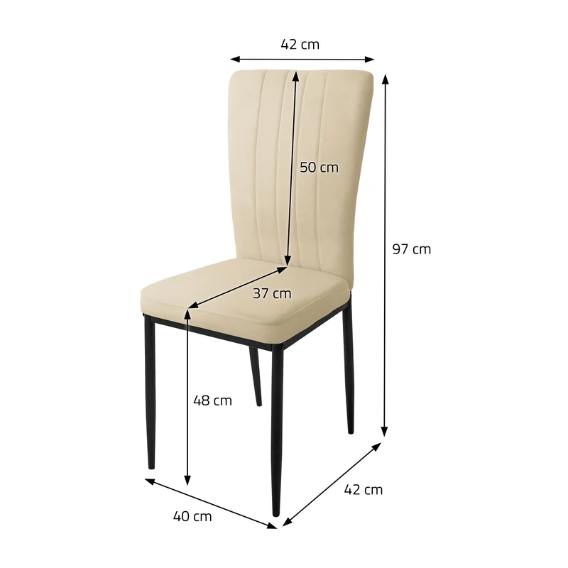 B-Ware Esszimmerstuhl 4er Set Taupe mit Samtbezug und Metallbeinen Küchenstuhl ML-Design