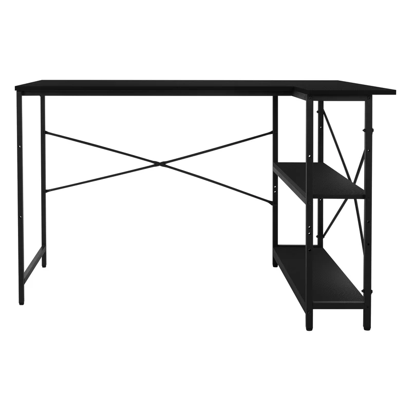 B-Ware Schreibtisch L-Form beidseitig montierbar 120x89x75 cm Carbon mit Regal ML-Design