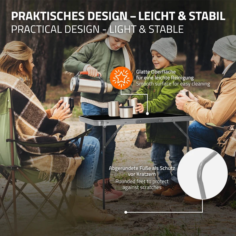 Campingtisch klappbar 70x50x60 cm Schwarz aus Aluminium