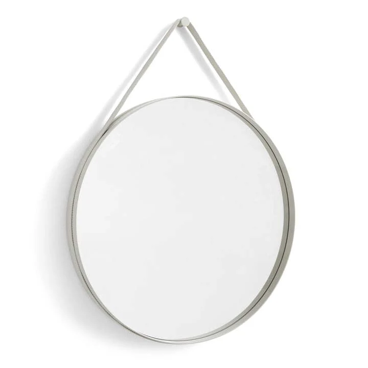 B-Ware Hay Strap Mirror No. 2 Wandspiegel Dekospiegel Spiegel Stahl Deko Ø70cm hellgrau