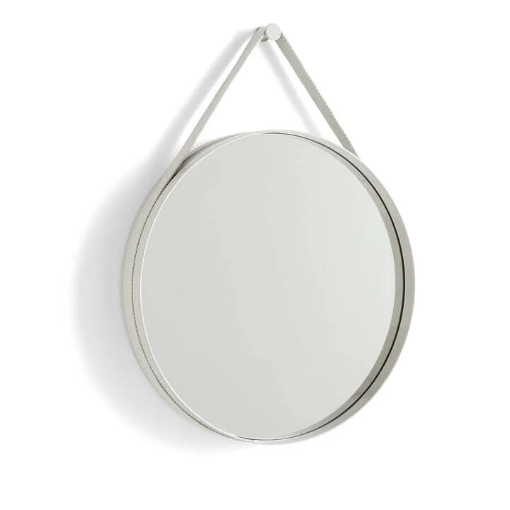 B-Ware Hay Strap Mirror No. 2 Spiegel Wandspiegel Dekospiegel Stahl Ø 50 cm hellgrau