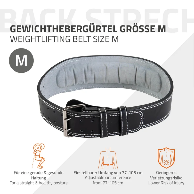 Gewichthebergürtel M Umfang 77-105 cm für Damen oder Herren
