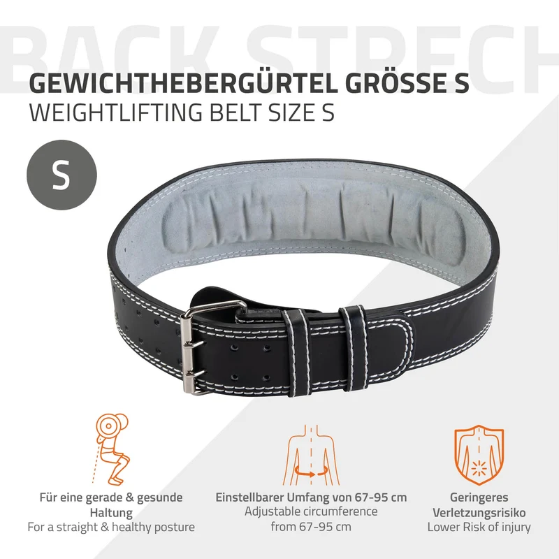 Gewichthebergürtel S Umfang 67-95 cm für Damen oder Herren