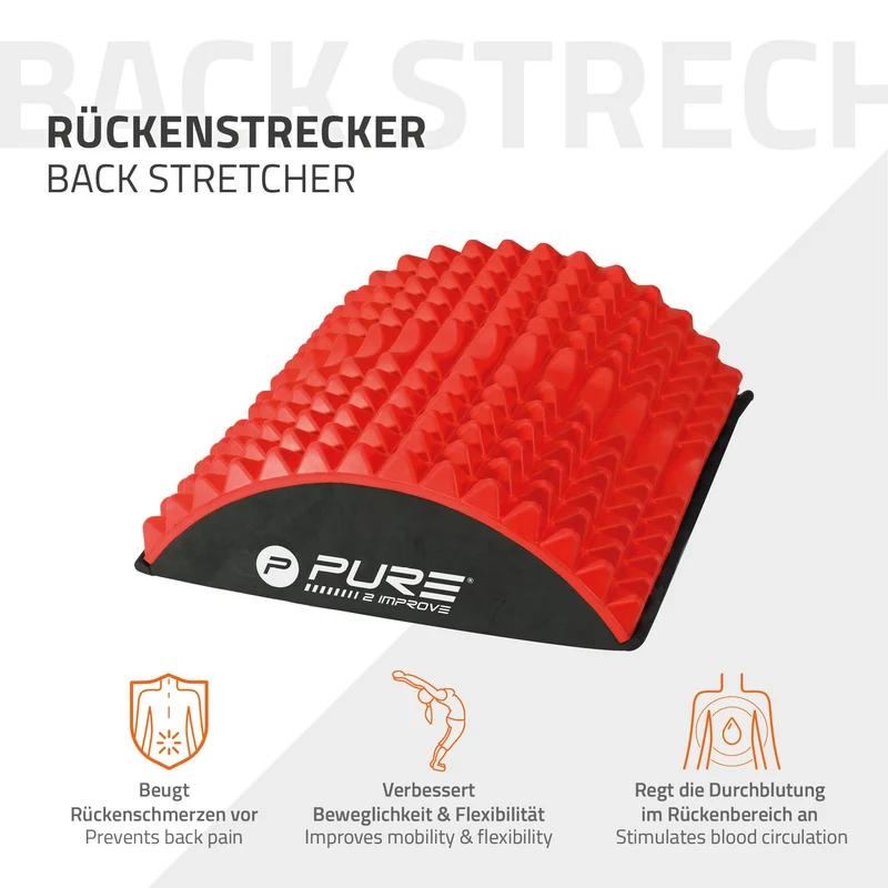 Rückenstrecker 30x28x9,5 cm Rot/Schwarz aus Kunststoff Pure2Improve