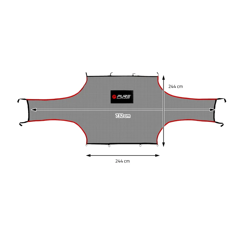 Fußballtor Trainingsnetz 732x244 cm Schwarz/Rot aus Polyethylen Pure2Improve