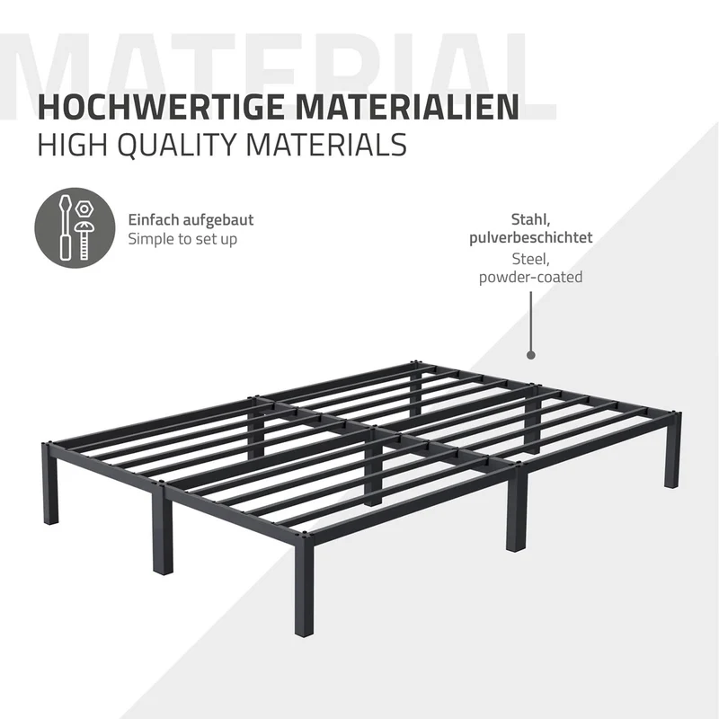 Metallbett mit Matratze140x200 cm Anthrazit mit Lattenrost ML-Design
