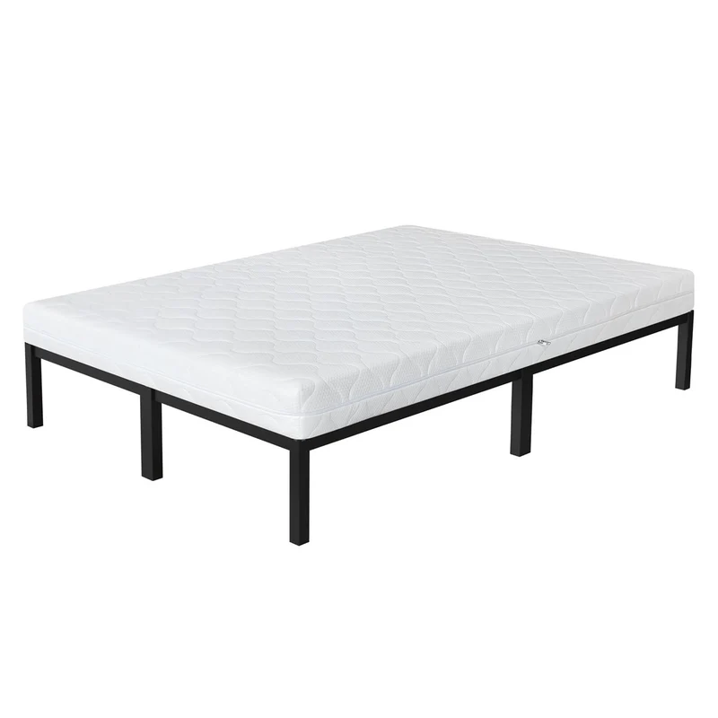 Metallbett 140x200 cm Schwarz mit Lattenrost und Matratze ML-Design