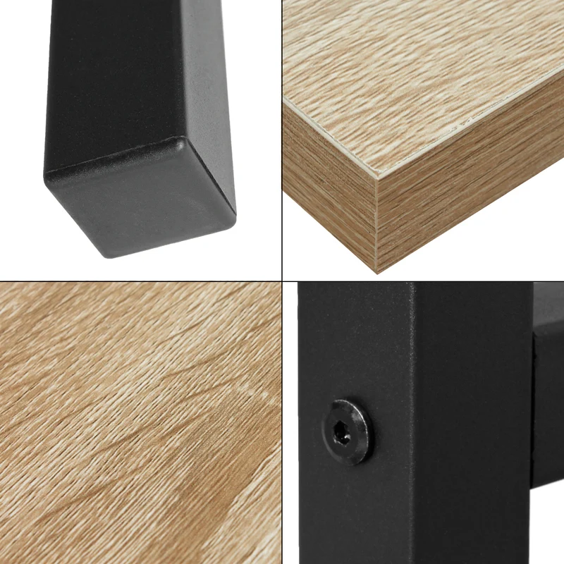 Schreibtisch 120x60x75 cm eiche/Schwarz aus MDF und Metall ML-Design