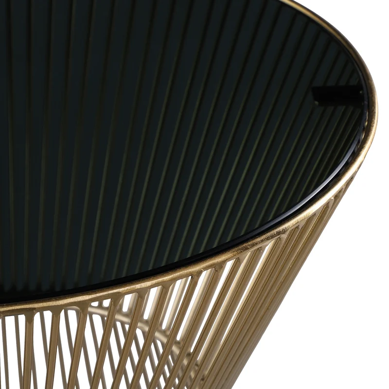 Couchtisch 2er Set Kegelförmig Gold/Schwarz aus Eisen und Glas WOMO-Design