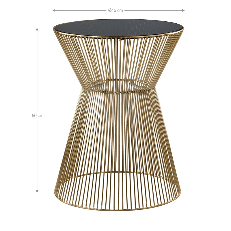 Couchtisch 2er Set Kegelförmig Gold/Schwarz aus Eisen und Glas WOMO-Design