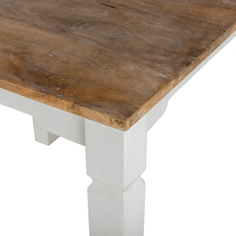 Esstisch mit zwei Stühle 80x80x76 cm Natur/Weiß aus Mangoholz WOMO-DESIGN