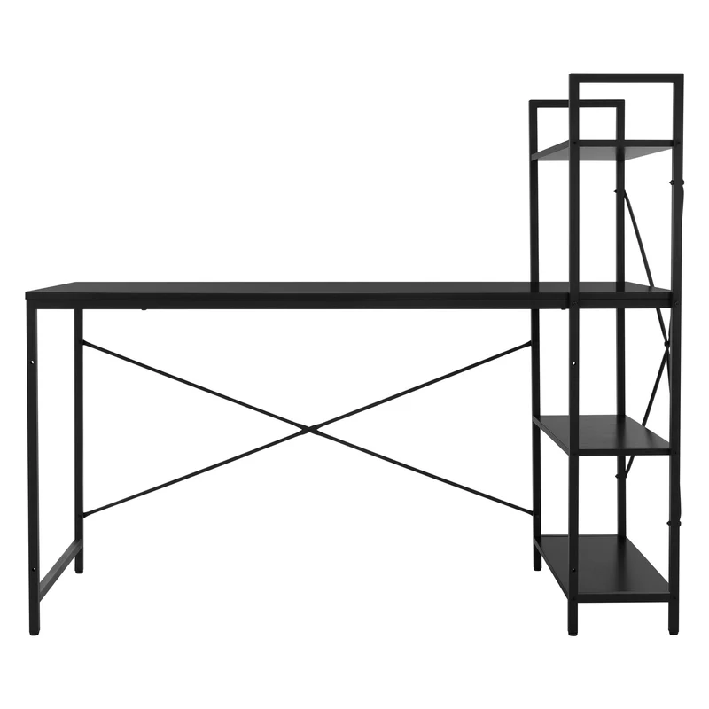 B-Ware Schreibtisch mit integriertem Regal 140x60x121,5 cm Schwarz ML-Design