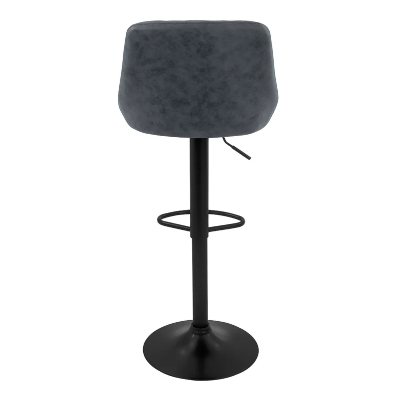 Barhocker 2er Set Anthrazit Kunstlederbezug mit Rückenlehne und Fußstütze höhenverstellbar 62-82 cm ML-Design