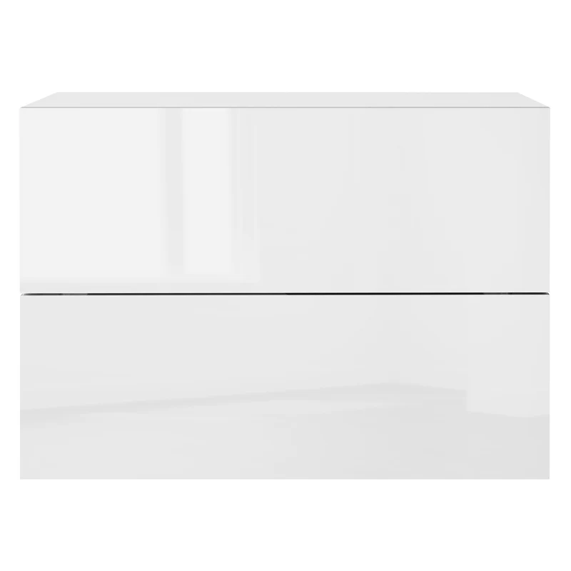 B-Ware Nachttisch mit zwei Schubladen 42x29x30 cm Weiß glänzend ML-Design