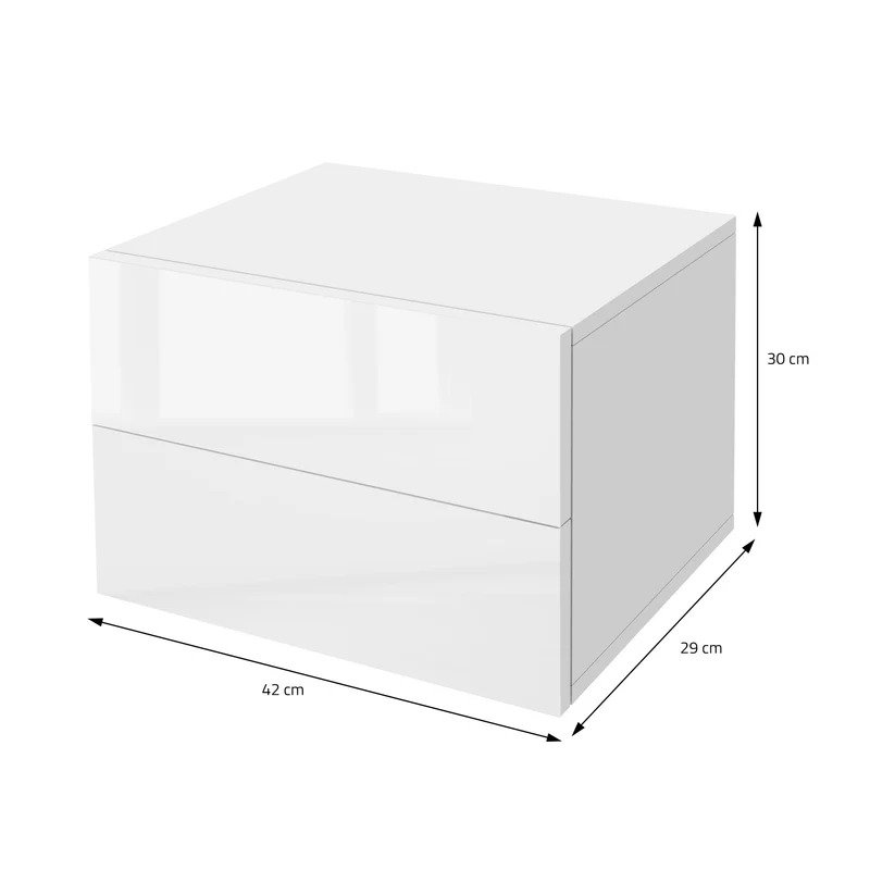B-Ware Nachttisch mit zwei Schubladen 42x29x30 cm Weiß glänzend ML-Design