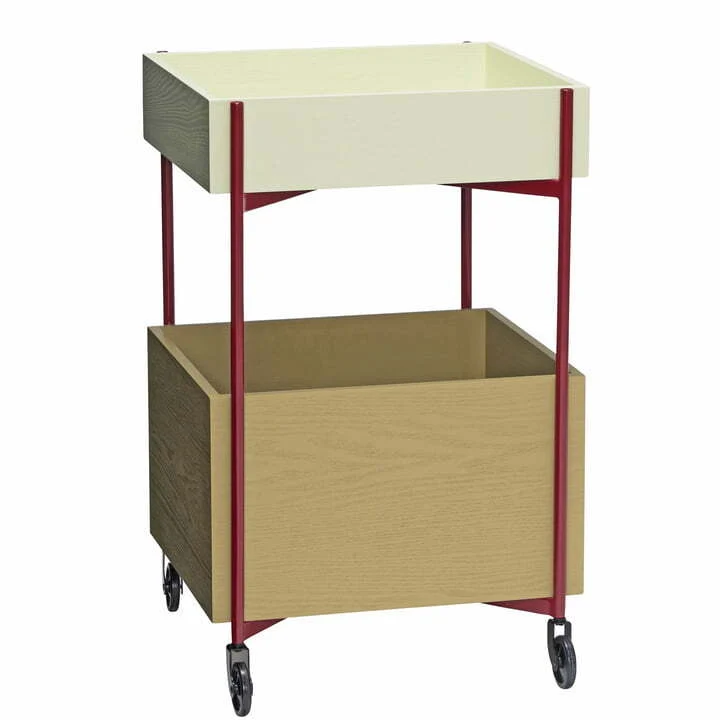 Hübsch Interior Fresh Trolley Wagen H70cm khaki burgundy Esche SIEHE TEXT/FOTO